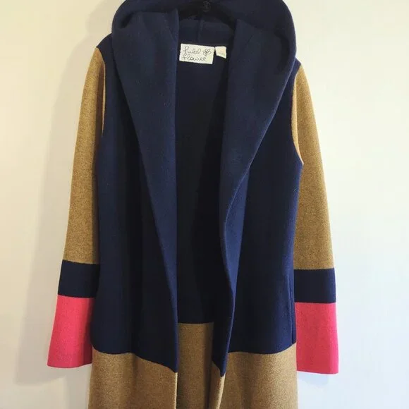 Anthropologie Field Flower Colorblock Wool Sweater Long Cardigan Coat Size Small - Picture 6 of 12